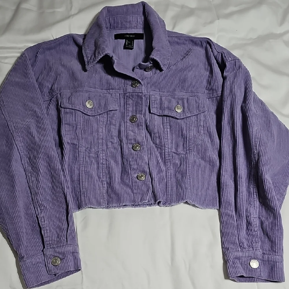 172 Forever 21 Cropped Lavender Corduroy Jacket
